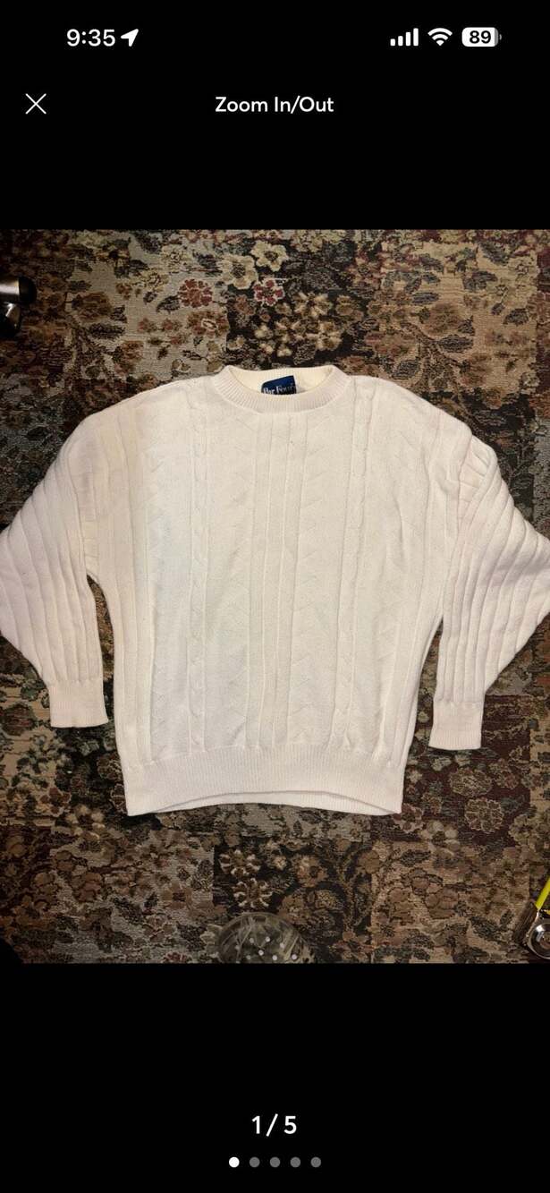 Par Four Vintage 100% Cotton Cable Knit Sweater White Size XL